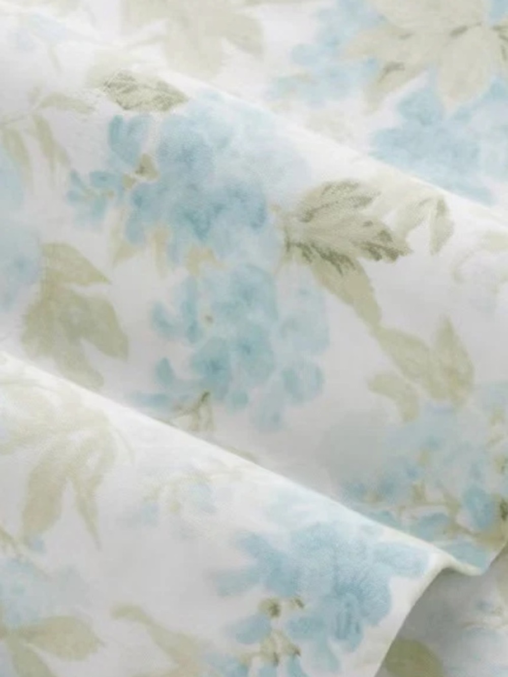 Laura Ashley KING ~ Blue Green Floral ~ 300TC SOFT Cotton Sateen 4Pc. Sheet Set - Picture 3 of 9